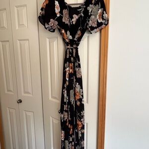 Black and Floral Maxi Dress